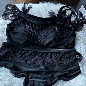 SHEIN Black Fringe Bikini Set